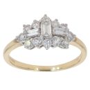 18ct Yellow Gold 1.00ct Baguette And Brilliant Cut Diamond Cluster Ring