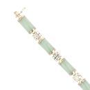 9ct Yellow Gold Jade Stone Set Bracelet 7"