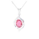 18ct White Gold Ruby and 0.05ct Diamond Pendant and Chain 18"
