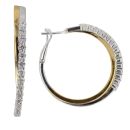 18ct Yellow And White Gold 0.80ct Brilliant Cut Diamond Hoop Earrings