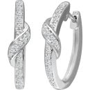 9ct White Gold Diamond Crossover Hoops