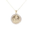 9ct Yellow And White Gold St George/Chris Cubic Zirconia Pendant And Chain 18"