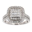 18ct White Gold 1.00ct Diamond Cluster Ring