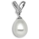 18 Carat White Gold 4pts Diamond & Pearl Pendant
