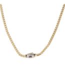 14ct Yellow Gold Monaco Cube Pave Lock Chain 28"