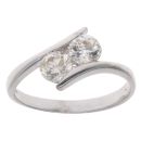 18ct White Gold 1.00ct Brilliant Cut Diamond Two Stone Ring