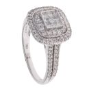 18ct White Gold 1.00ct Princess And Brilliant Cut Diamond Cluster Ring