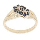 9ct Yellow Gold 0.05ct Diamond And Sapphire Cluster Ring