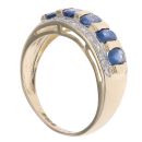 9ct Yellow Gold 0.05ct Diamond And Sapphire Three Row Ring