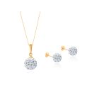 New 9ct Yellow Gold Crystal Ball Pendant and Earrings Set