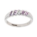18ct White Gold 0.05ct Pink Topaz And 0.05ct Diamond Ring