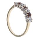 9ct Yellow Gold Garnet And Cubic Zirconia Half Eternity Ring