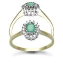 9 Carat Yellow Gold 0.12pts Diamond & Emerald Ring