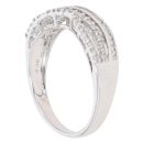 9ct White Gold 0.33ct Brilliant And Baguette Cut Diamond Crossover Ring