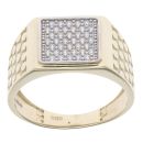 14ct Yellow Gold Cubic Zirconia Square Signet Ring