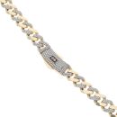 14ct Yellow Gold Monaco Classic Alternate Cubic Zirconia Pave Lock Curb Chain 20"