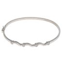 9ct White Gold Cubic Zirconia Wave Bangle