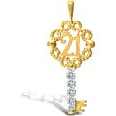 9ct Yellow Gold Cubic Zirconia 21 Key Pendant