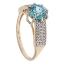 9ct Yellow Gold Blue Gemstone And Cubic Zirconia Ring