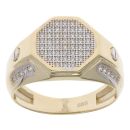14ct Yellow Gold Cubic Zirconia Octagonal Signet Ring