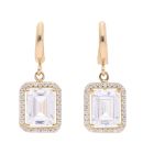 14ct Yellow Gold Cubic Zirconia Cluster Drop Earrings