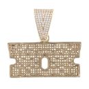 9ct Yellow Gold Cubic Zirconia Razorblade Pendant