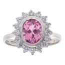9ct White Gold Pink And Colourless Cubic Zirconia Cluster Ring