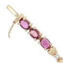 14ct Yellow Gold 0.15ct Diamond And Ruby Bracelet 6.5"