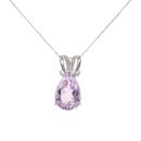 9ct White Gold Amethyst and 0.01ct Diamond Pendant and Chain 18"