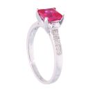 9ct White Gold Created Ruby and Diamond Square Ring