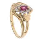18ct Yellow Gold 0.20ct Diamond And Pink Sapphire Cluster Ring