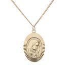 9ct Yellow Gold Our Lady Pendant and Curb Chain 22"