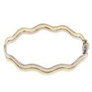 9ct Yellow and White Gold Wavy Hinged Bangle