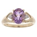 9ct Yellow Gold 0.05ct Diamond And Amethyst Ring