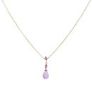 9ct Yellow Gold Amethyst and 0.01ct Diamond Drop Pendant and Chain 16"