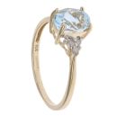 9ct Yellow Gold 0.06ct Diamond And Aquamarine Dress Ring