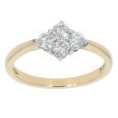 18ct Yellow Gold 0.50ct Diamond Cluster Ring