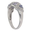 9ct White Gold Tanzanite and 0.15ct Diamond Cluster Ring