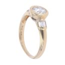 18ct Yellow Gold 0.85ct Brilliant And Baguette Cut Diamond Solitaire Ring