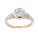 18ct Yellow Gold 0.85ct Brilliant And Baguette Cut Diamond Solitaire Ring