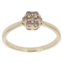9ct Yellow Gold 0.20ct Champagne Diamond Cluster Ring