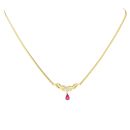 14ct Yellow Gold Ruby And Diamond Pendant And Chain 16"