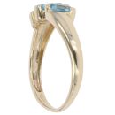 9ct Yellow Gold Blue Topaz Three Stone Ring