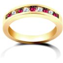 9 Carat Yellow Gold 50pts Diamond & Ruby Half Eternity Ring