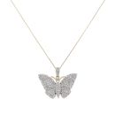 9ct Yellow Gold 0.75ct Brilliant And Baguette Cut Diamond Butterfly Pendant And Chain 18"