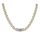 14ct Yellow Gold Monaco Curb Alternate Cubic Zirconia Pave Lock Chain 24"