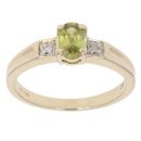 9ct Yellow Gold 0.02ct Diamond and Peridot Solitaire Ring