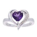 9ct White Gold Amethyst and Diamond Heart Ring
