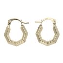 9ct Yellow Gold Hexagonal Creole Earrings