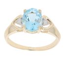 9ct Yellow Gold 0.05ct Diamond And Blue Gemstone Dress Ring